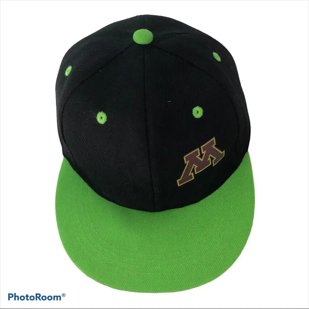 Minnesota Golden Gophers Snapback Hat Black Green Brim M Emblem Cap Bright